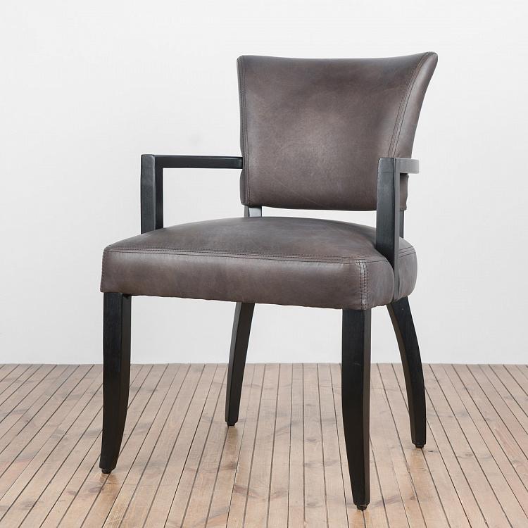 Стул Мими с подлокотниками, чёрные ножки Mimi Dining Chair With Arms, Black Wood