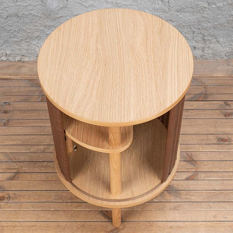 Прикроватный столик Audacious Side Table Without USB, Oak экокожа Hazelnut Faux Leather - ракурс 5