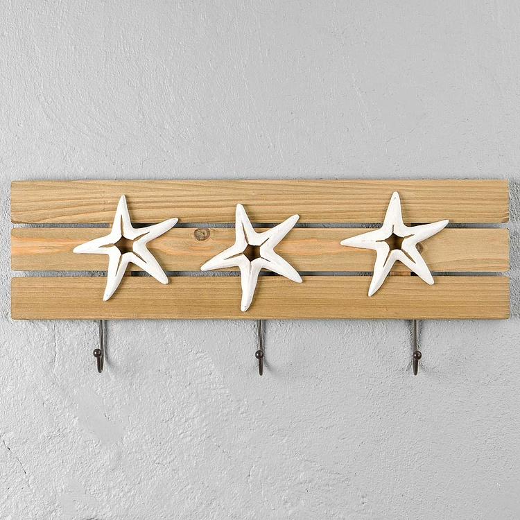 Настенная вешалка Белые морские звёзды White Starfishes Coat Rack 3 Hooks