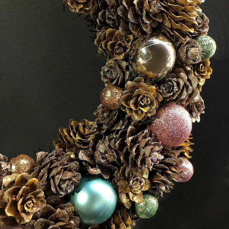 Венок с шарами в нежных тонах Delicate Tones Wreath With Balls 24 cm