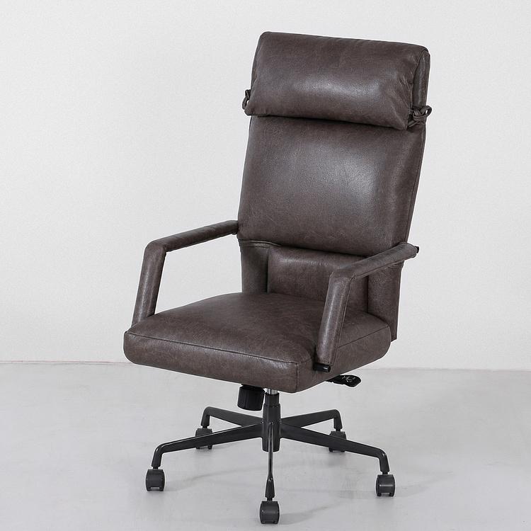 Кресло Ufficio Lucca Armchair D натуральная кожа Antique Ebony