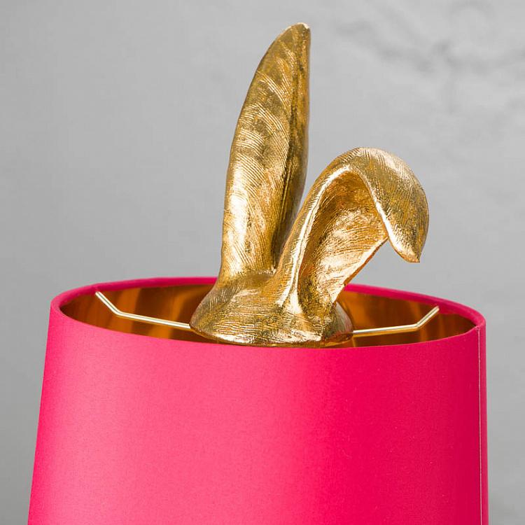 Настольная лампа Робкий кролик с розовым абажуром, M Table Lamp Hiding Bunny Gold Pink
