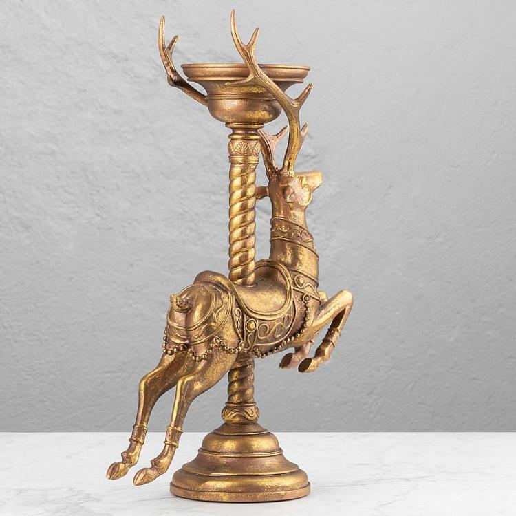 Подсвечник Олень-карусель Antique Carousel Deer Candle Holder Gold
