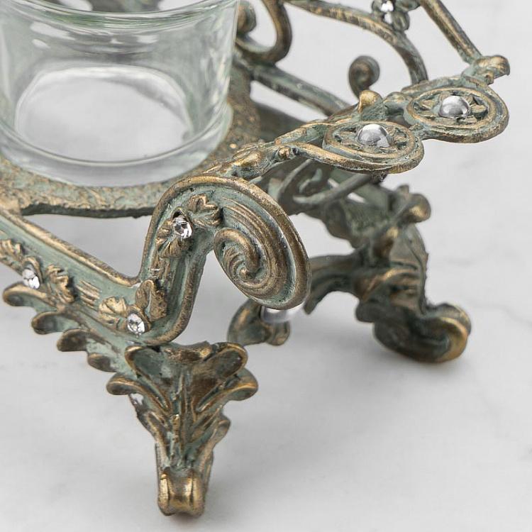 Металлический подсвечник для трёх свечей Диван Glass Metal Antique 3 Votive On Sofa Chair Gold