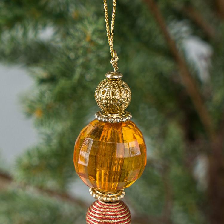 Новогодняя подвеска из шаров Золотистая Gold Pendant From Balls 13 cm