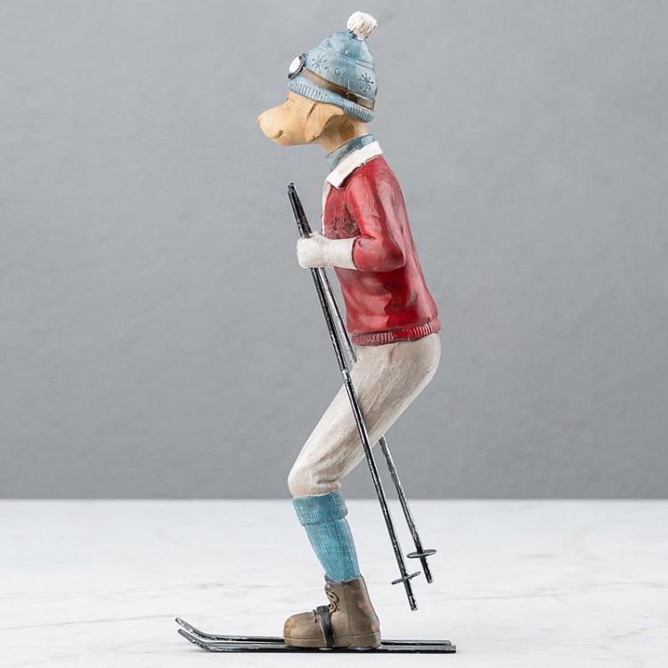 Новогодняя фигурка Собака в красной куртке Dog Skiing Red 25,8 cm