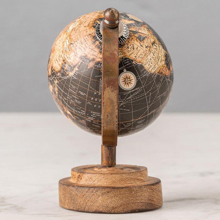 Набор из трёх винтажных маленьких глобусов Set Of 3 Vintage Globes Tiny Mango Wood