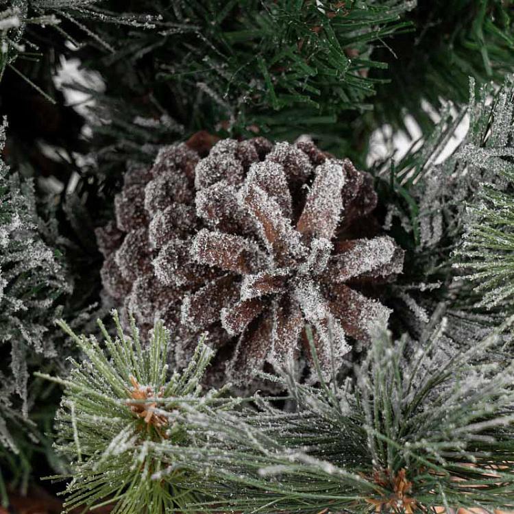 Искусственная новогодняя ёлка ручной работы с led-гирляндой в вазе  100 Led Light Flock Pine Tree In Pot Green 122 cm