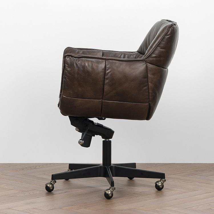 Кресло Center Swivel Armchair On Wheels RM натуральная кожа Antique Master - ракурс 4