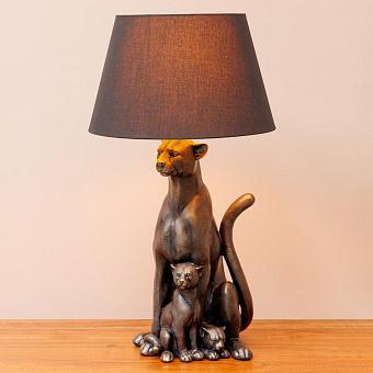 Panther With Her Baby Table Lamp With Shade