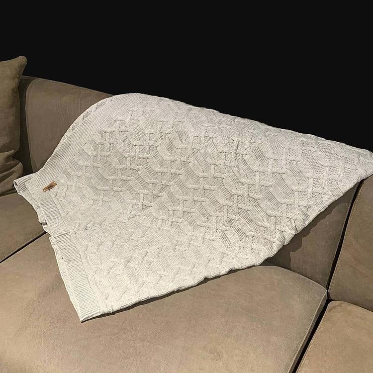 Бежевый шерстяной плед Вермонт в вязаном тубусе, 130x180 см Vermont Plaid Dark Beige 130x180 cm