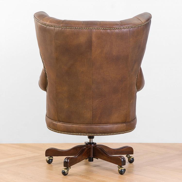 Рабочее кресло Канцлер, красно-коричневое дерево Chancellor Armchair, Red Brown Wood D