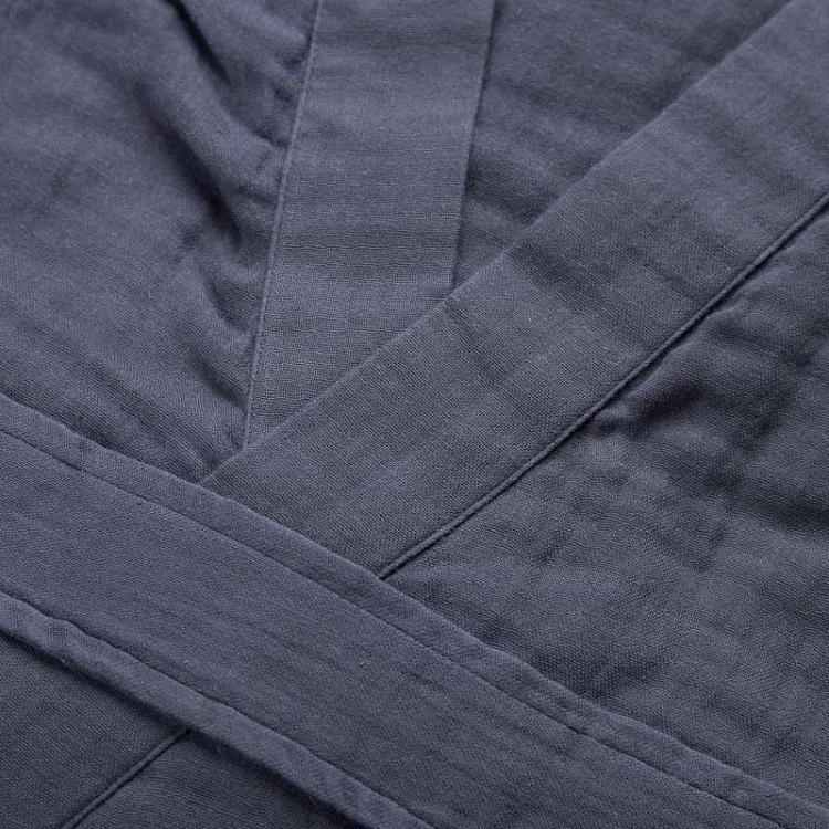 Синий хлопковый халат Кимоно, размер XL Crepe Gauze Kimono Robe XL
