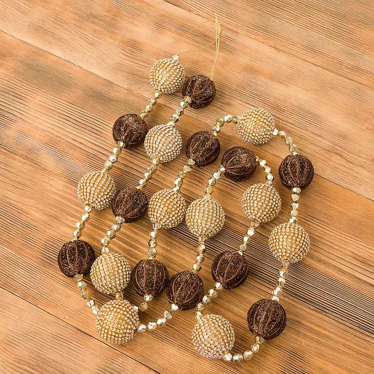 Гирлянда из Золотистых и коричневых шаров Garland With Balls Gold And Brown 182 cm