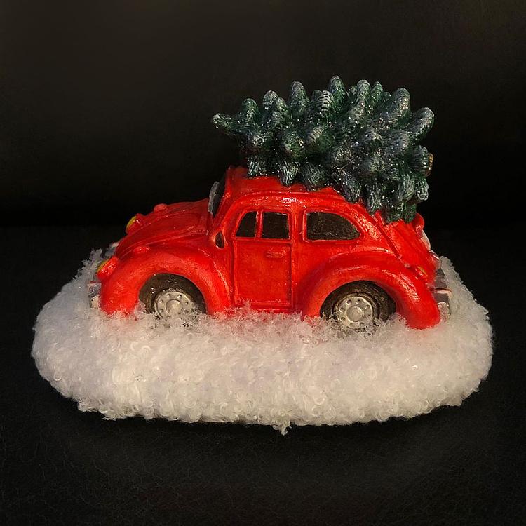 Новогодняя фигурка Красная машина с ёлочкой Christmas Car Red 12 cm