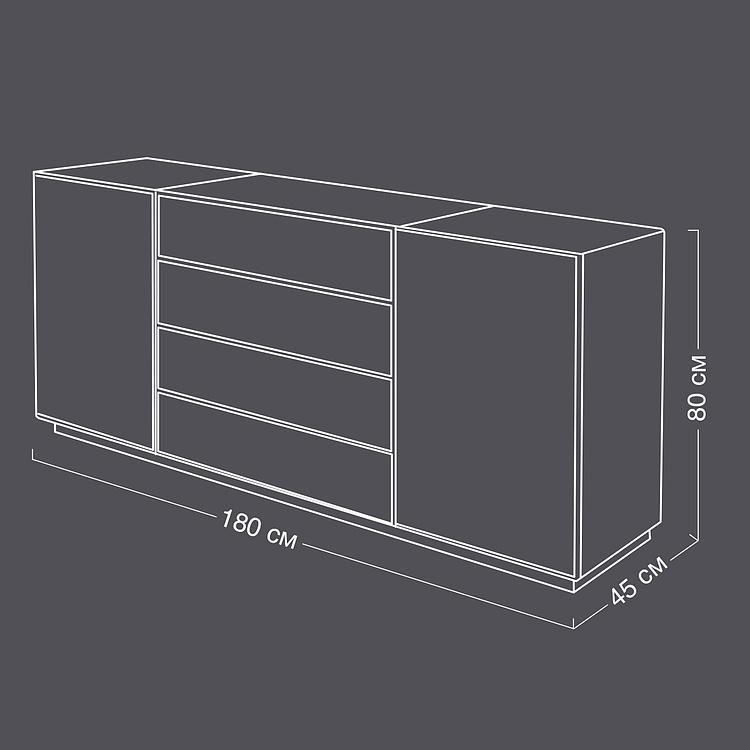 Комод Monaco Sideboard натуральная кожа Rango Graphite - ракурс 11
