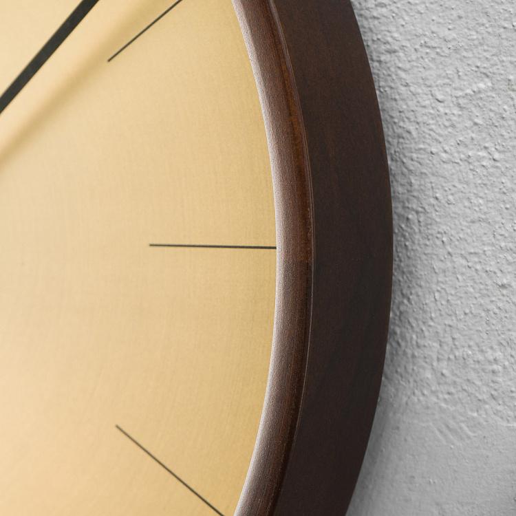 Деревянные настенные часы с золотым металлическим циферблатом Wooden Cased Gold Metal Dial Wall Clock