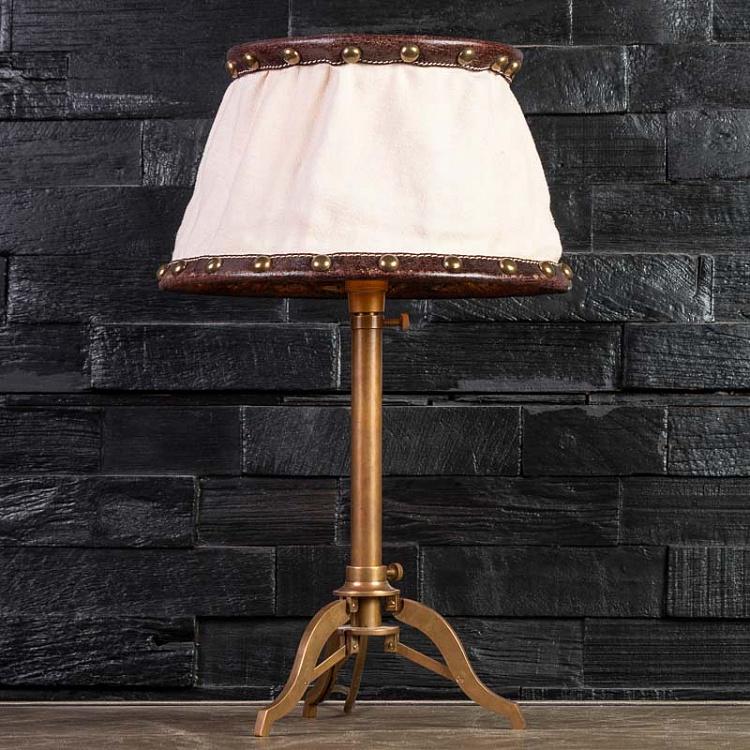 Абажур из льна с кожаной отделкой, 25 см Lamp Shade Brown Leather And Canvas 25 cm