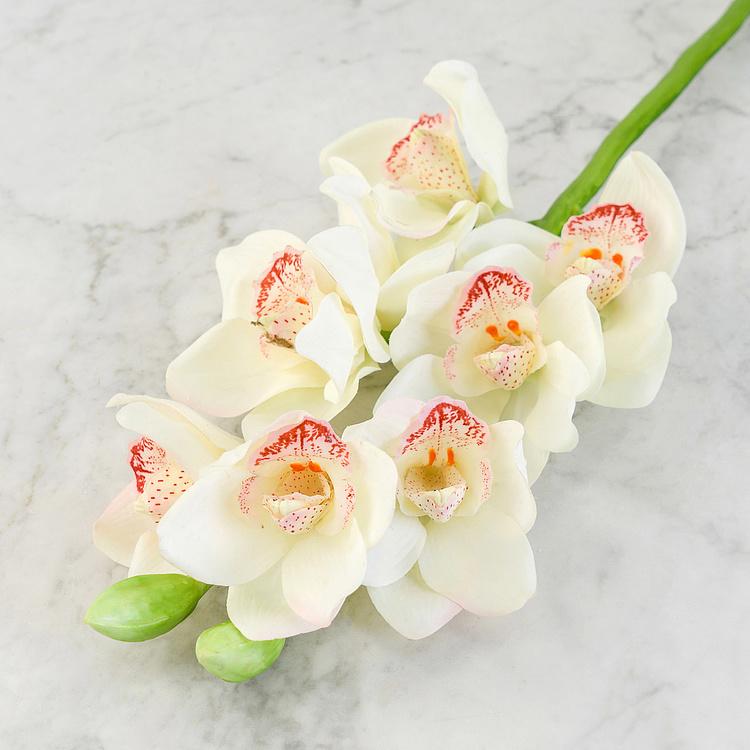 Искусственная Орхидея Цимбидиум белая Cymbidium Orchid Branch White 67 cm