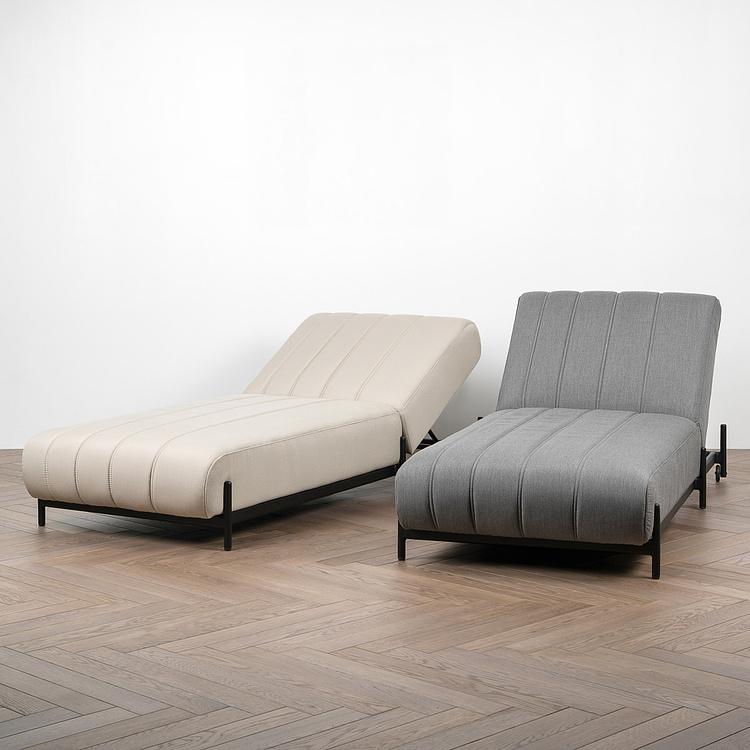 Садовый шезлонг-лежак Luna Lounger, Black акриловая ткань Light Stone - ракурс 8