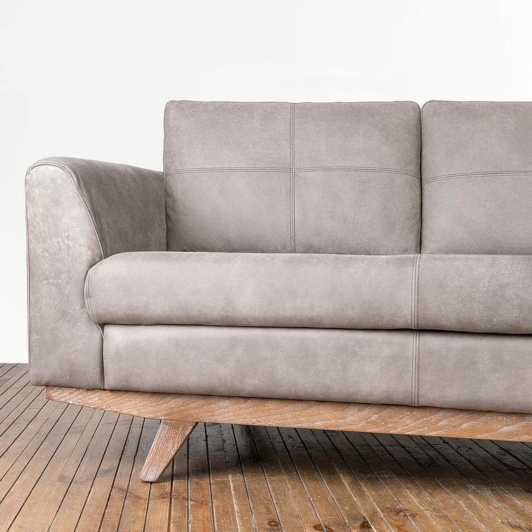 Трёхместный диван Patrick 3 Seater, Oak Sandwashed натуральная кожа Pale Grey - ракурс 5