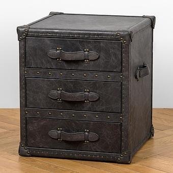 Тумба-сундук Navigator Side Table D натуральная кожа Antique Ebony