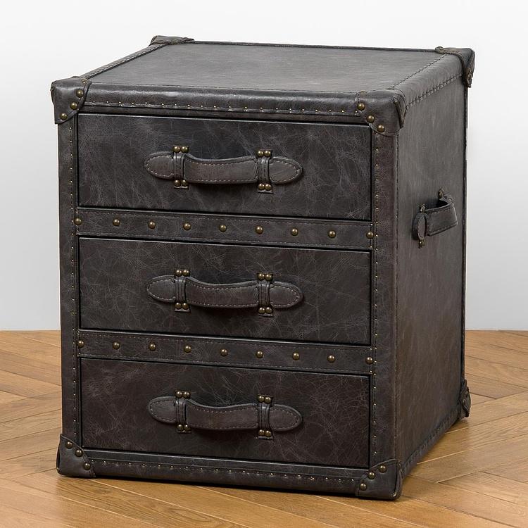 Тумба-сундук Navigator Side Table D натуральная кожа Antique Ebony