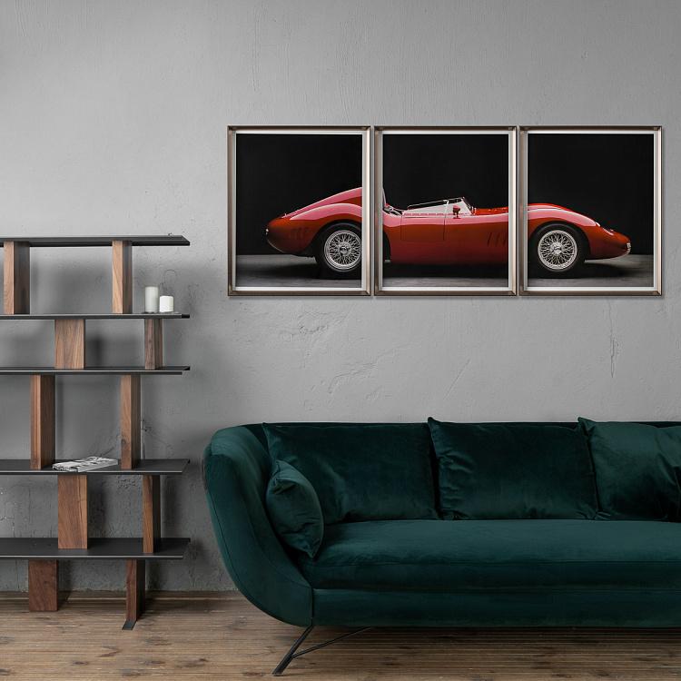 Модульный фото-принт в деревянной раме Мазерати 250С Фантуцци Set Of 3 Maserati 250S Fantuzzi, Pewter Frame