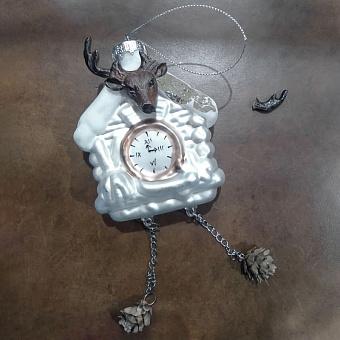 Ёлочная игрушка Deer Pendulum Clock Glass Hanger 13 cm discount1