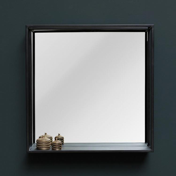 Квадратное железное зеркало с полкой Square Mirror With Shelf