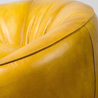 Кресло Metz Swivel Chair RM натуральная кожа Yellow Andalusia