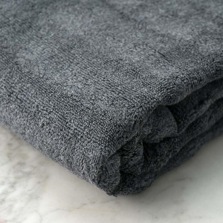 Антрацитово-серое ребристое махровое банное полотенце Пепел 70x140 см Ash Ribbed Bath Towel Anthracite 70x140 cm