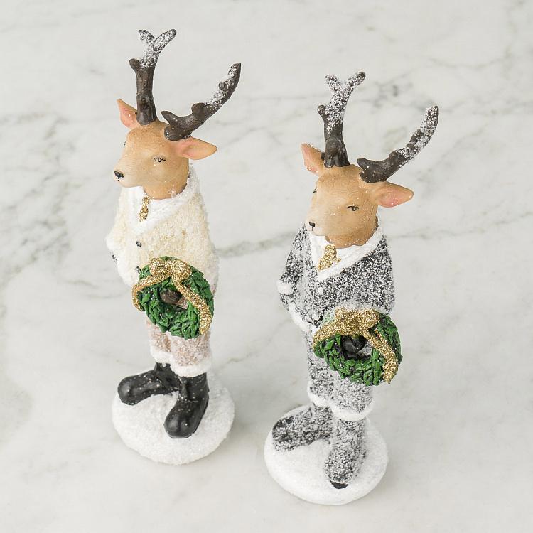 Набор из двух новогодних фигурок Олени-джентльмены Set Of 2 Christmas Deer Gentleman 20 cm