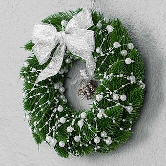 Wreath With Bow White 20 cm