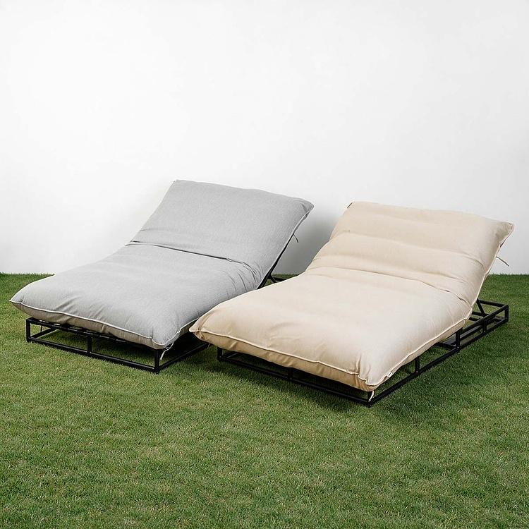 Садовый шезлонг-лежак Coral Lounger, Black акриловая ткань Lead Chine - ракурс 8