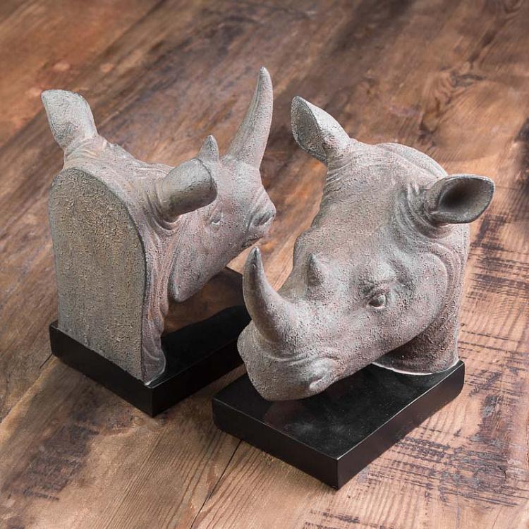 Набор из двух держателей для книг Носороги Bookend Rhino Heads