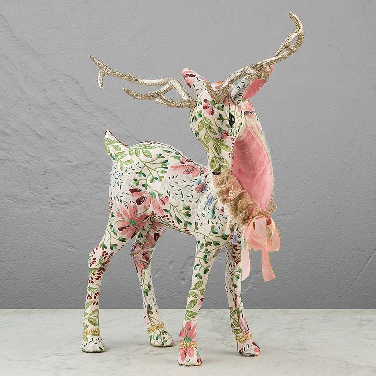 Статуэтка Олень с цветочным узором и золотыми рогами Floral Deer With Golden Horns
