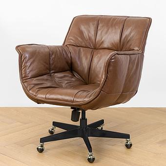 Кресло Center Swivel Armchair On Wheels RM натуральная кожа Brown Franco
