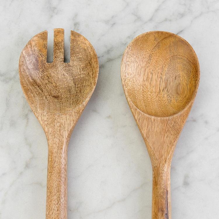 Набор из двух салатных ложек из дерева манго Лобстеры Set Of 2 Salad Servers Lobsters Mango Wood