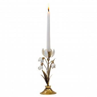 Snowdrop Flowers Candle Holder Gold