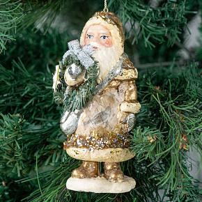 Paper Santa With Wreath 2 Gold 5 cm