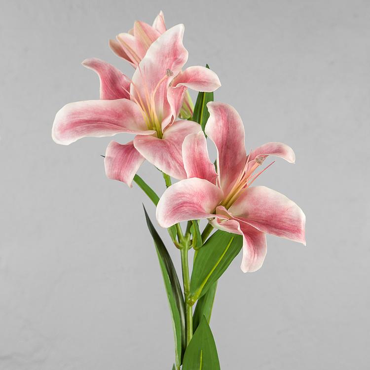 Искусственная лилия Донателло нежно-розовая с белым Donatello Lily Branch Pink White 88 cm