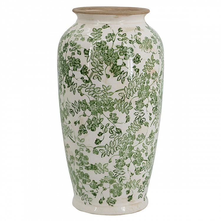 Ваза с узором из зелёных цветов, L Flower Vase Large Green