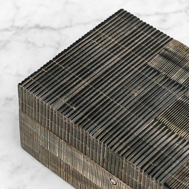 Шкатулка из рога Эмир, L Emir Horn Box Grey And Black Large