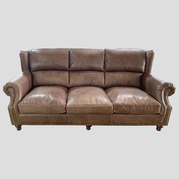 Трёхместный диван Churchill 3 Seater Leather RM натуральная кожа Brown Franco - ракурс 3