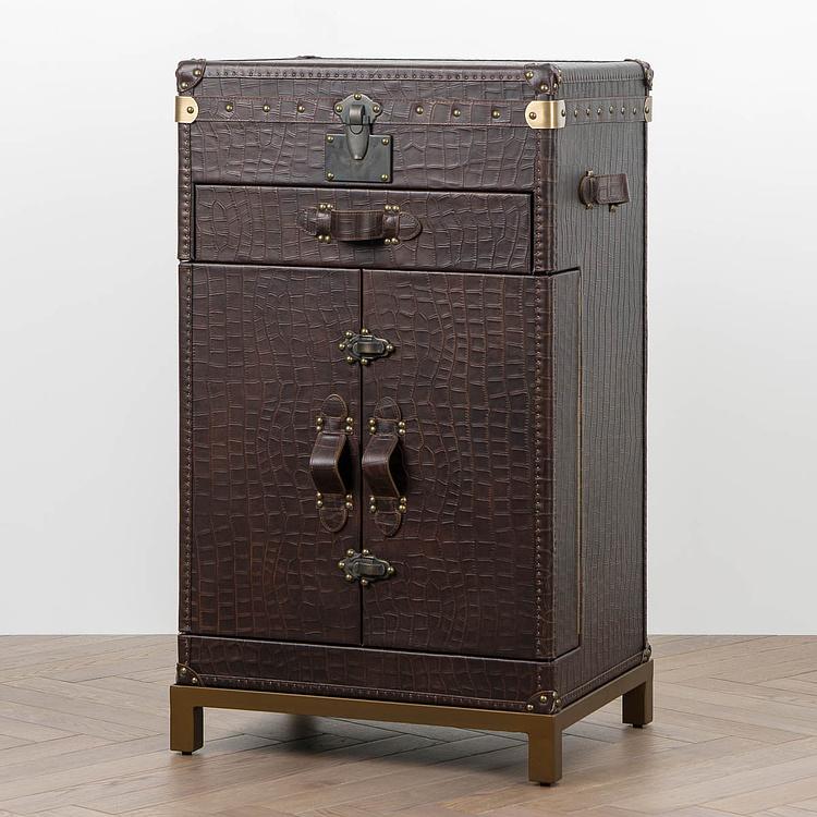 Барный шкаф-сундук Voyage Chest Sideboard RM натуральная кожа Antique Crocodile