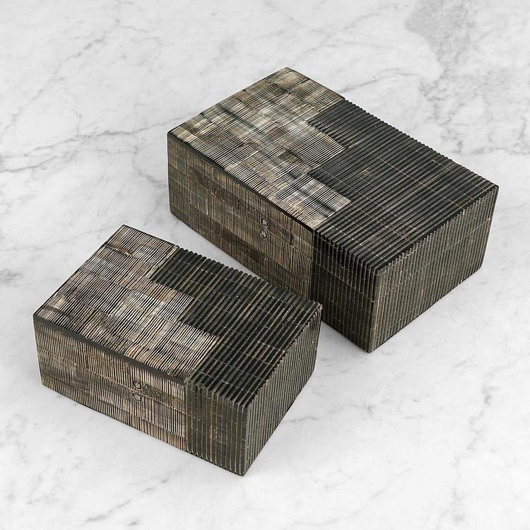 Шкатулка из рога Эмир, L Emir Horn Box Grey And Black Large