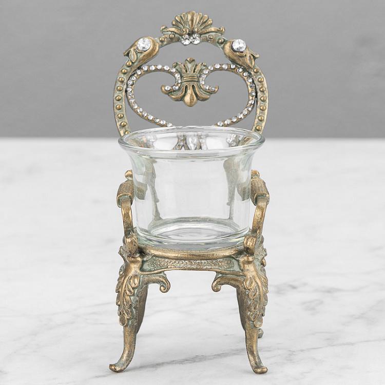 Металлический подсвечник для одной свечи Кресло Glass Metal Antique Chair Votive Gold