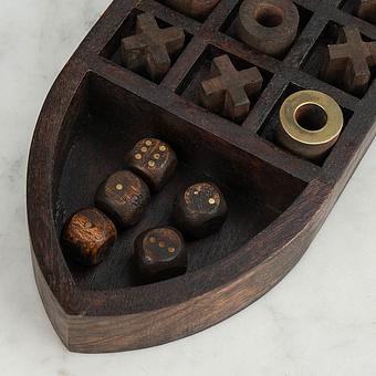 Набор настольных игр Cards, Tic Tac Toe And Dices In Boat Box