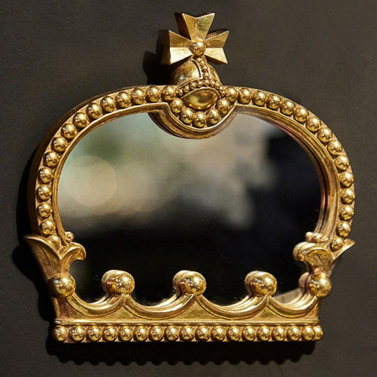 Настенное украшение с зеркалом Золотая корона 2 Crown Wall Object With Mirror Gold 2